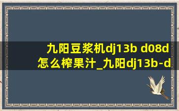 九阳豆浆机dj13b d08d怎么榨果汁_九阳dj13b-d08豆浆机打豆浆教程